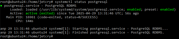 активное состояние службы postgresql