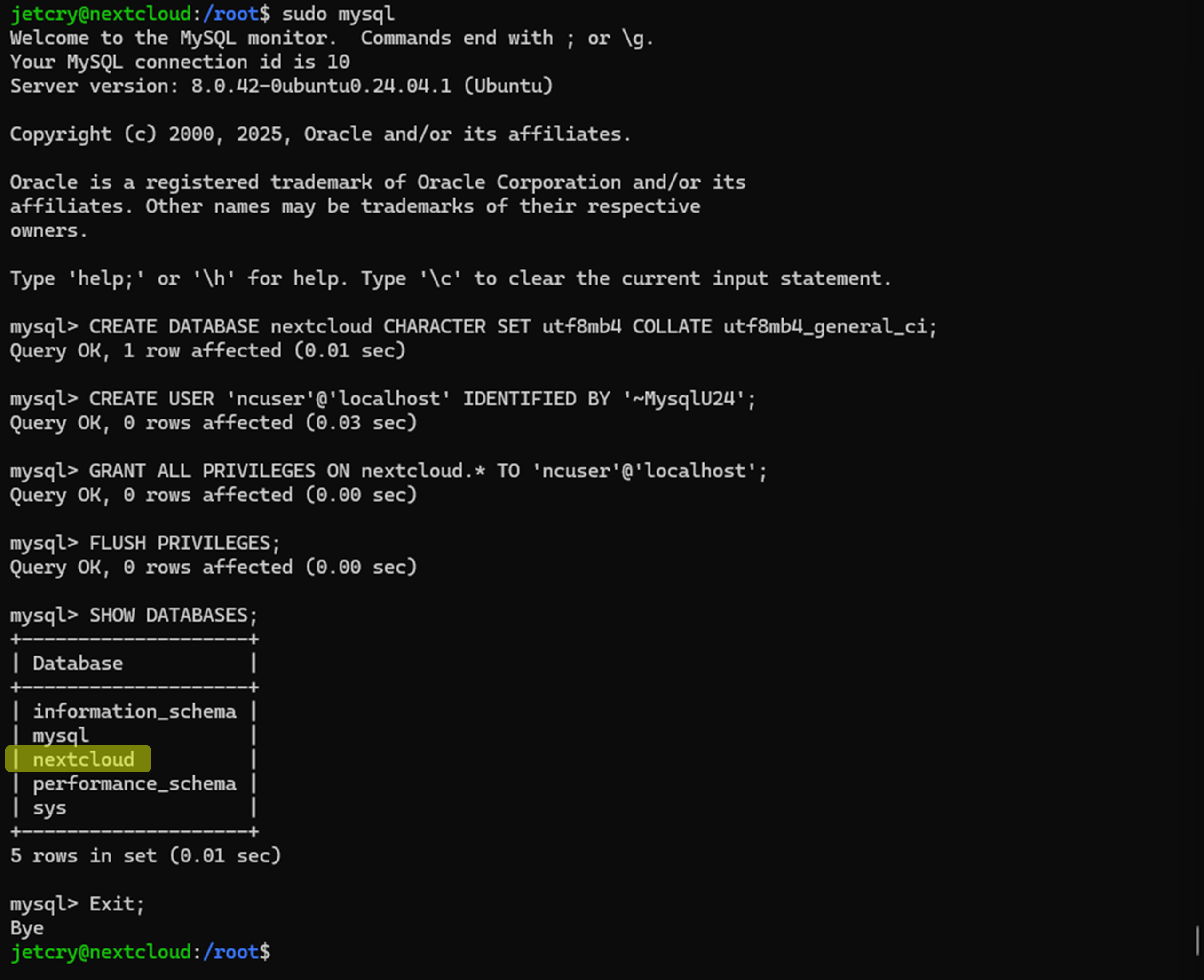 настройка MySQL