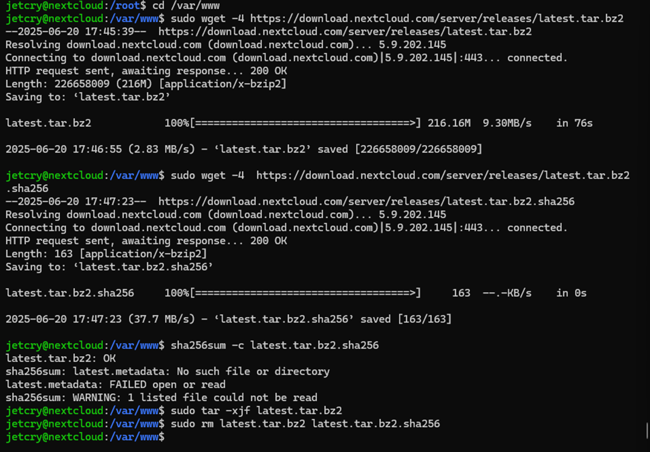 скачивание nextcloud