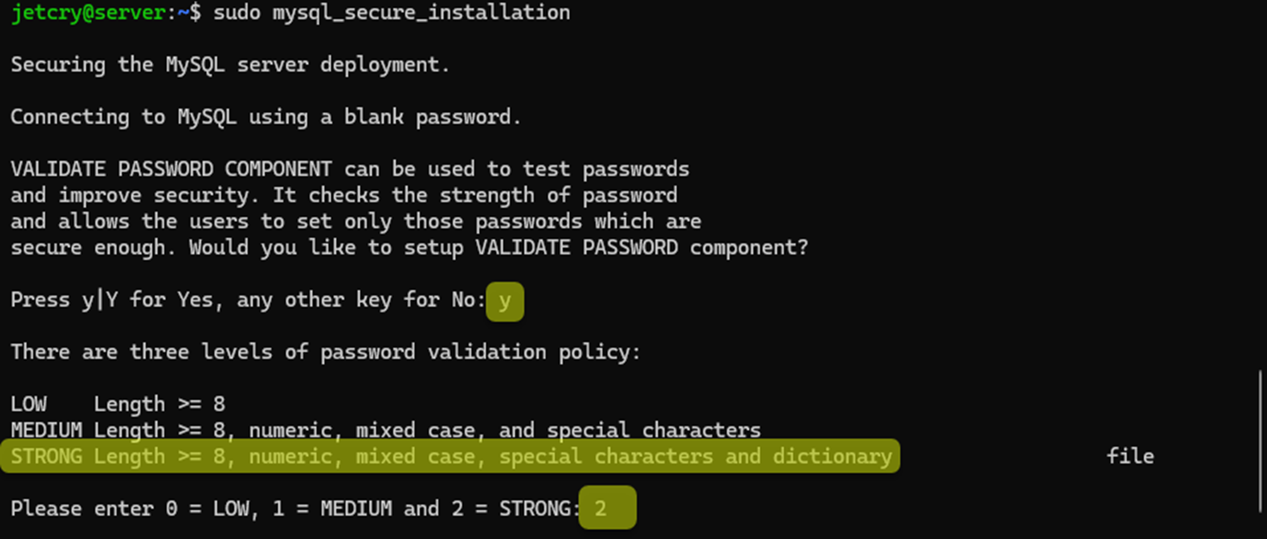 validate password