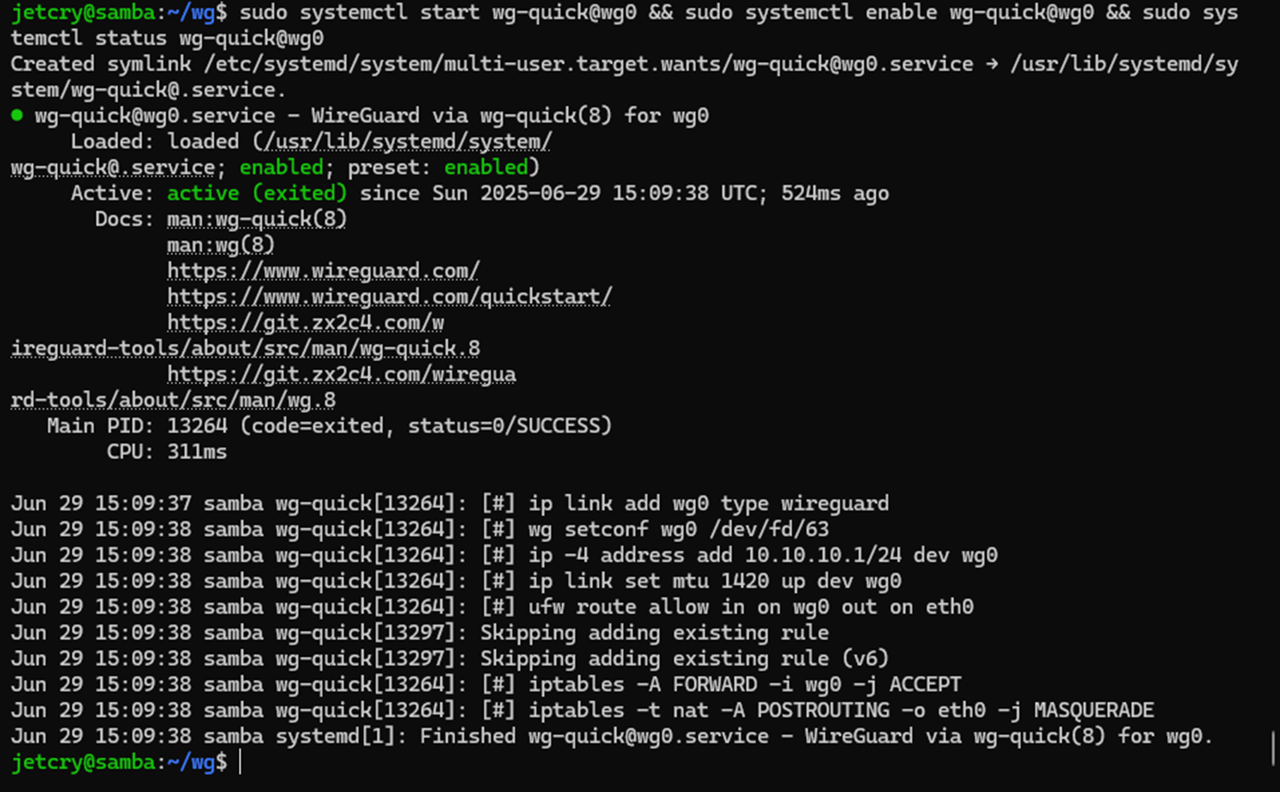 включаем wireguard