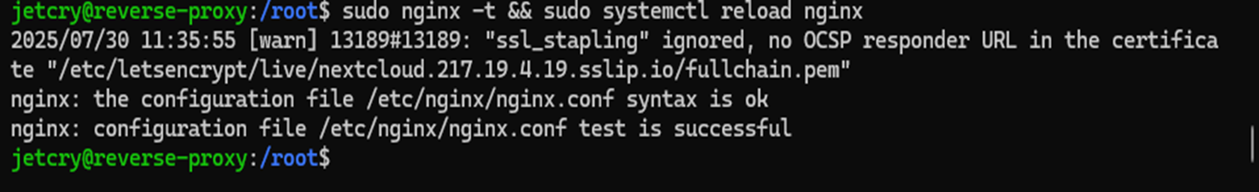 reload nginx