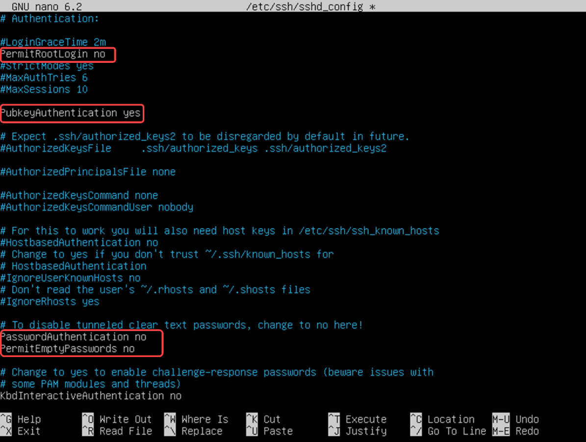 изменения параметров в sshd_config